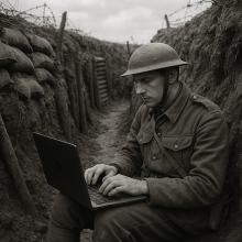 a programmer in the trenches, during WWI